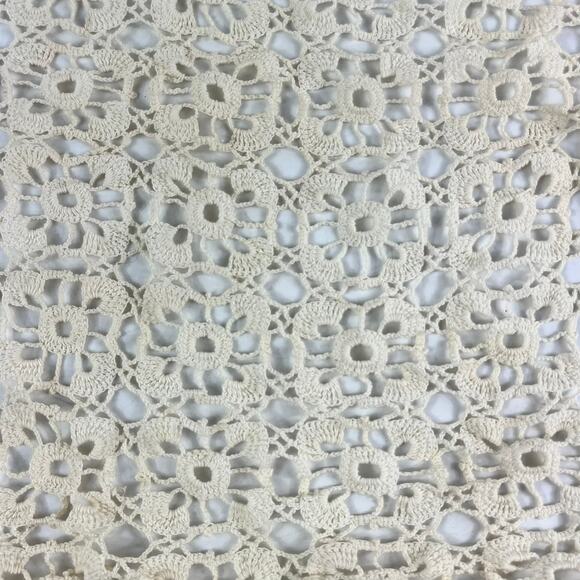Vintage Crochet Large Doily Floral Lace Handmade Cotton Ecru 12.5x25.5" Oval - Picture 2 of 7